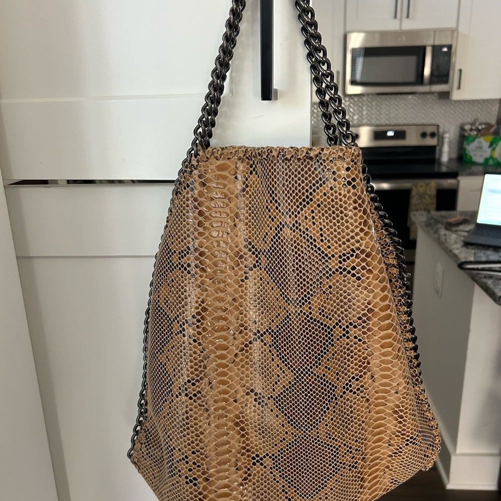 Tan Snake Print Women's Bag